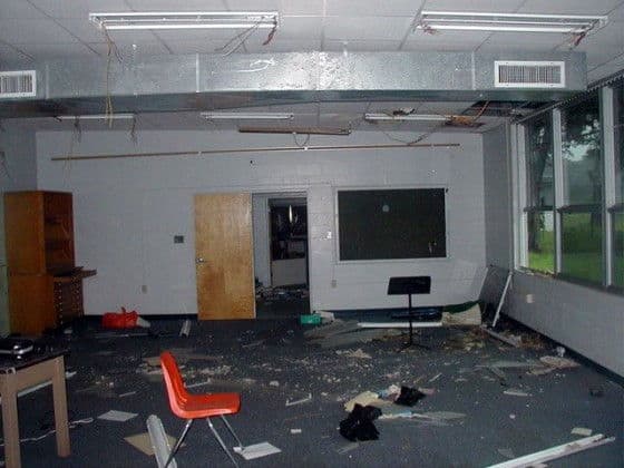 destroyed classroom