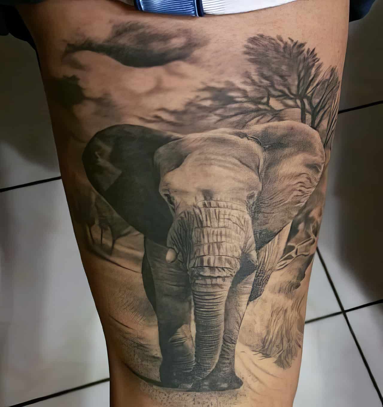 Glaciar Elephant Illustrative Tattoo Design – Tattoos Wizard Designs