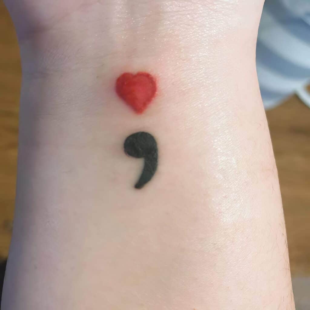 Semicolon Heart - New Technology | Temporary Tattoo | inkster – Inkster