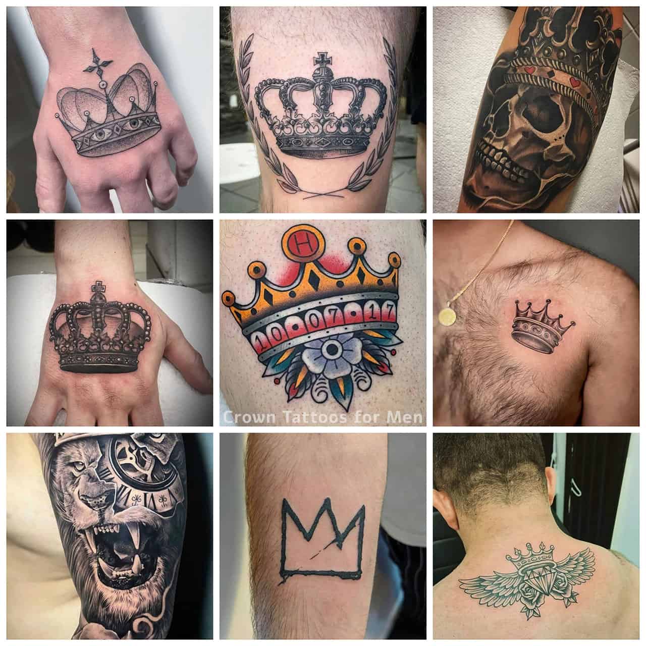 Black and Grey Crown Tattoo Design – Tattoos Wizard Designs