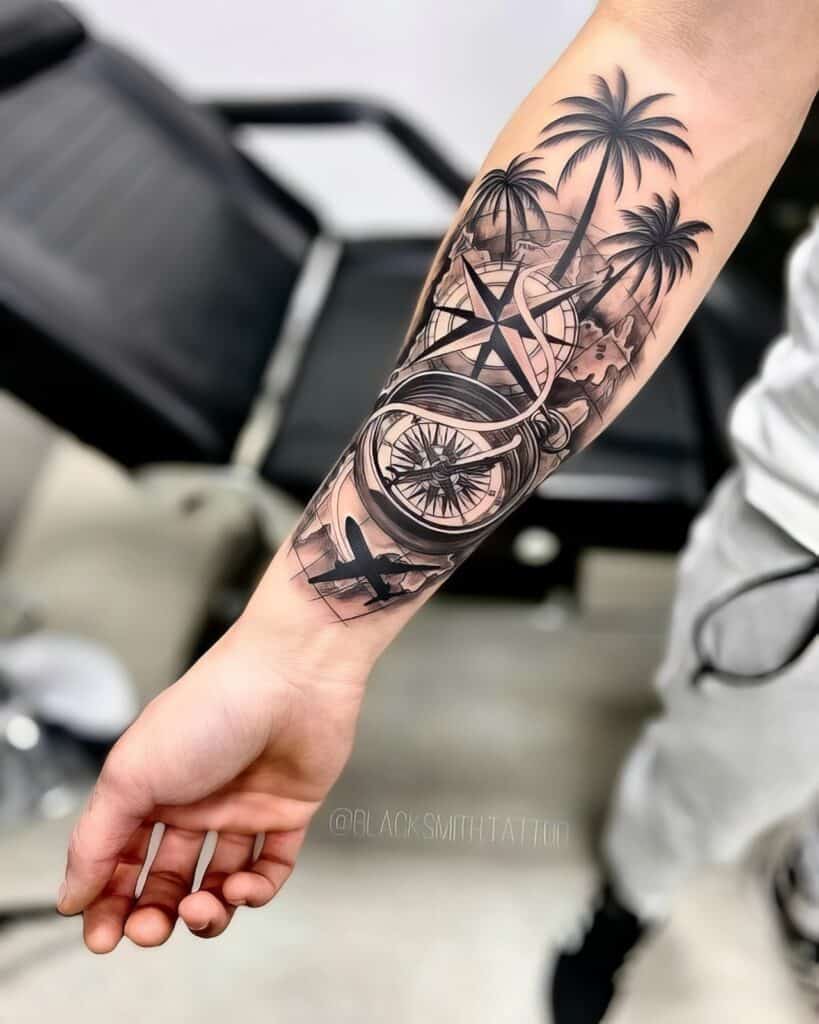 🧭 3d compass with anchor consept done by @leelz_tattoo Contact 9501142595  #anchortattoo #compass #compasstattoo #map #nevy #style… | Instagram