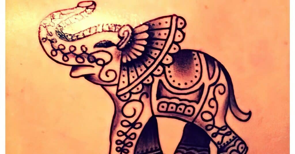 Colour Elephant Tattoo