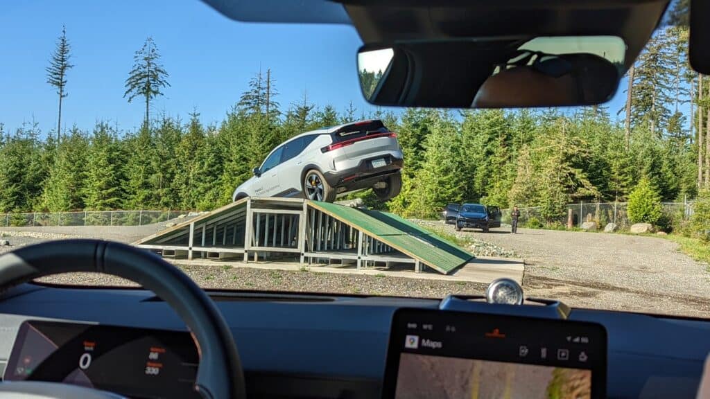 Polestar 3 on Track tires in air